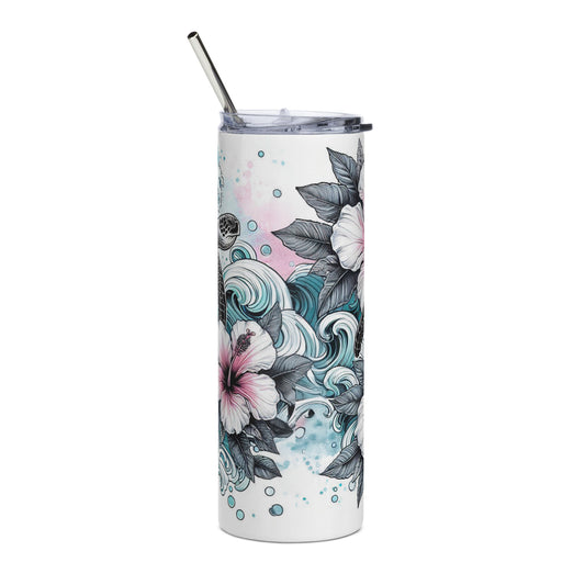 Hibiscus Sea Turtle Tumbler
