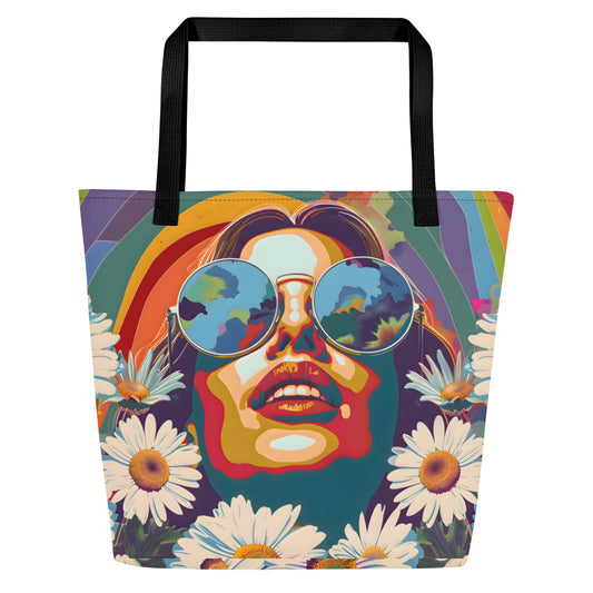 Retro Abstract Large Tote Bag