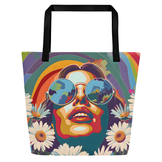 Retro Abstract Large Tote Bag