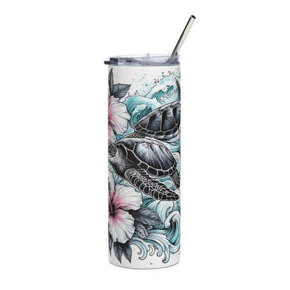 Hibiscus Sea Turtle Tumbler