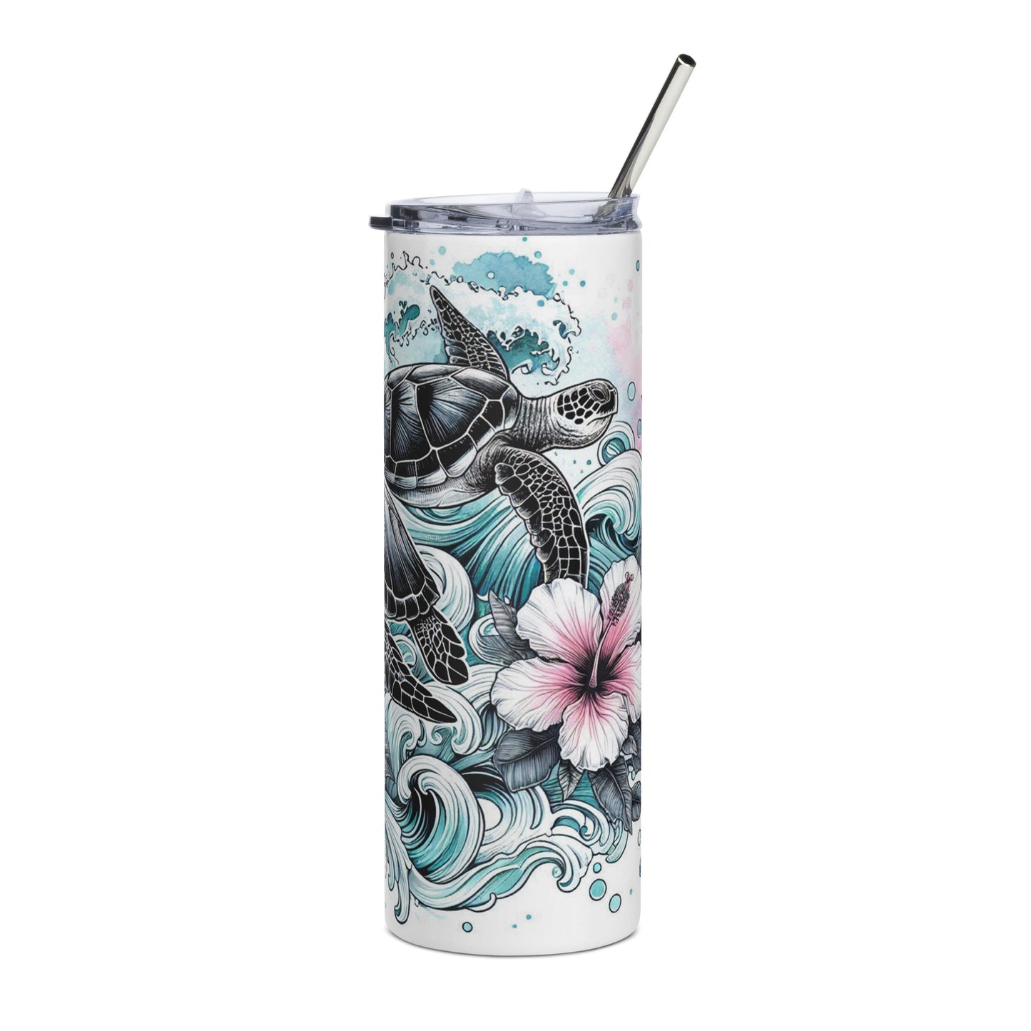 Hibiscus Sea Turtle Tumbler