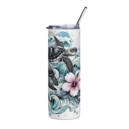 Hibiscus Sea Turtle Tumbler